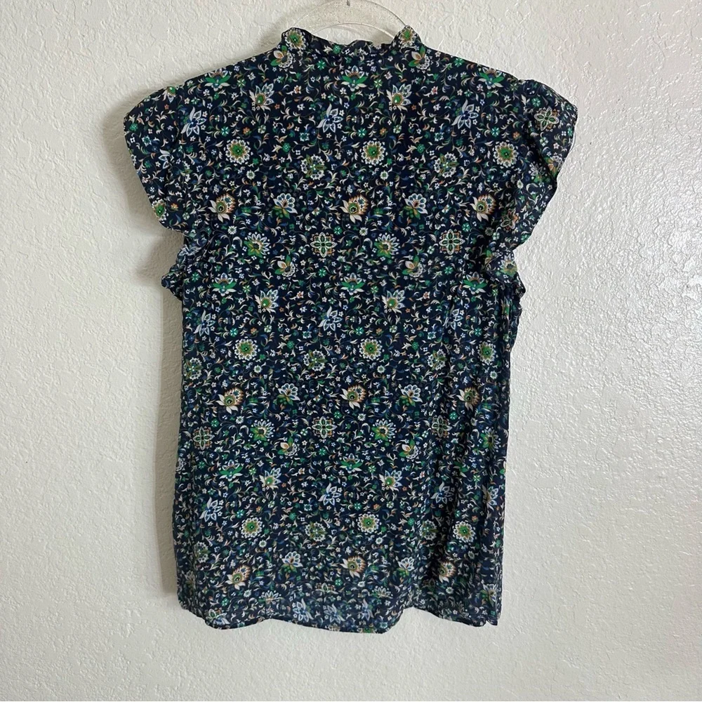 Tory Burch Printed Ruffle Shell Top size 4